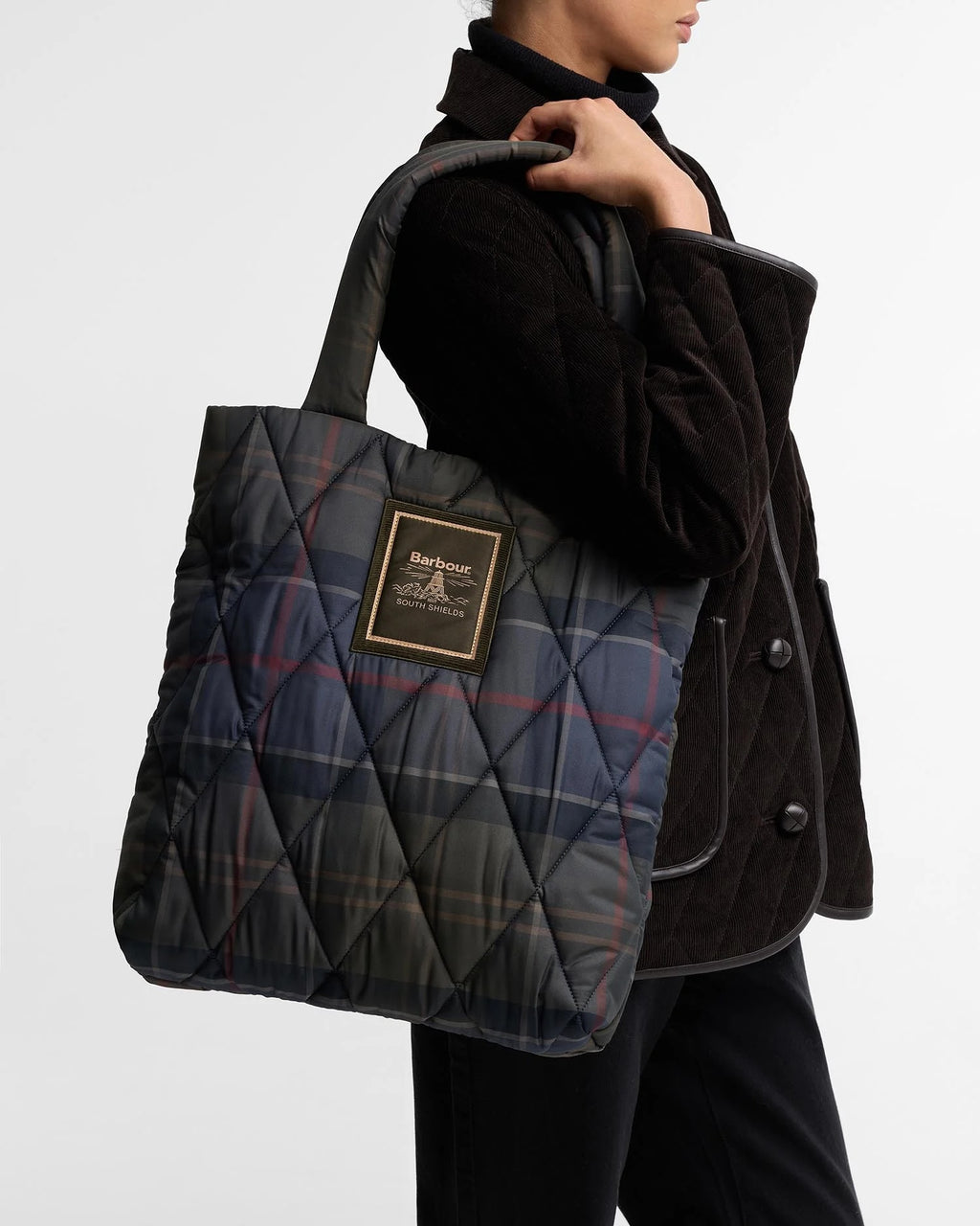 Borsa tote trapuntata Arlene in tartan