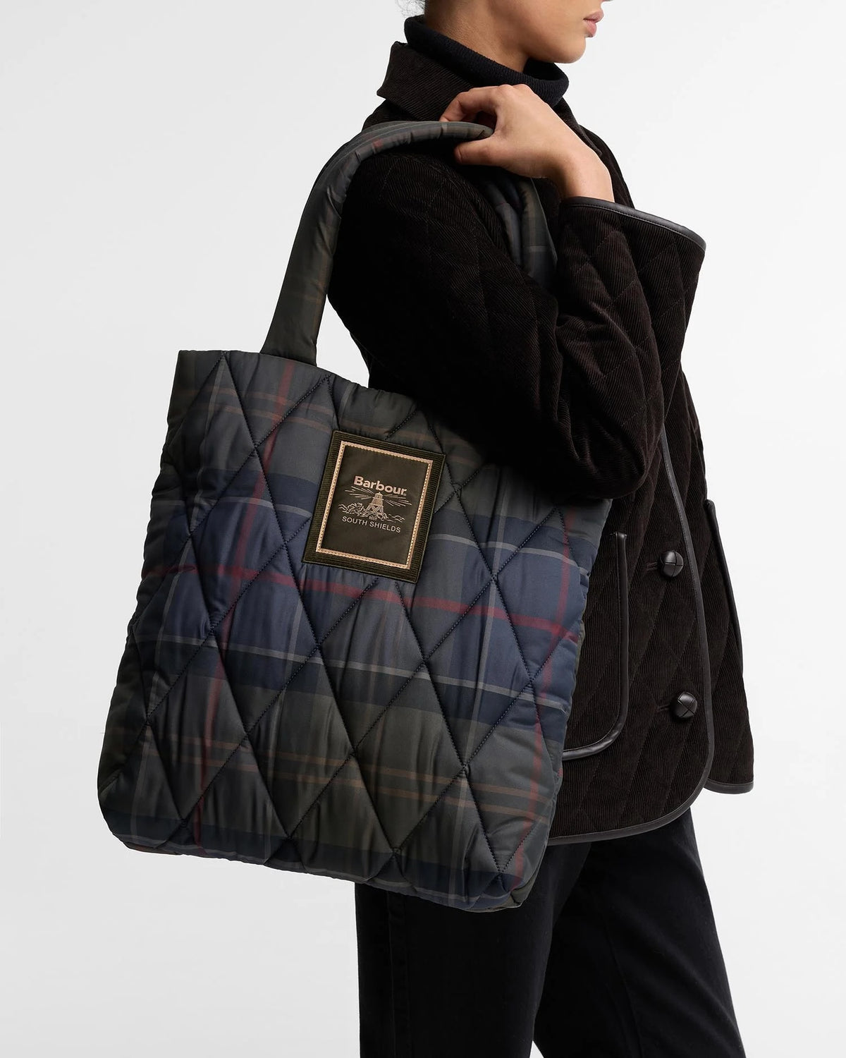 Borsa tote trapuntata Arlene in tartan