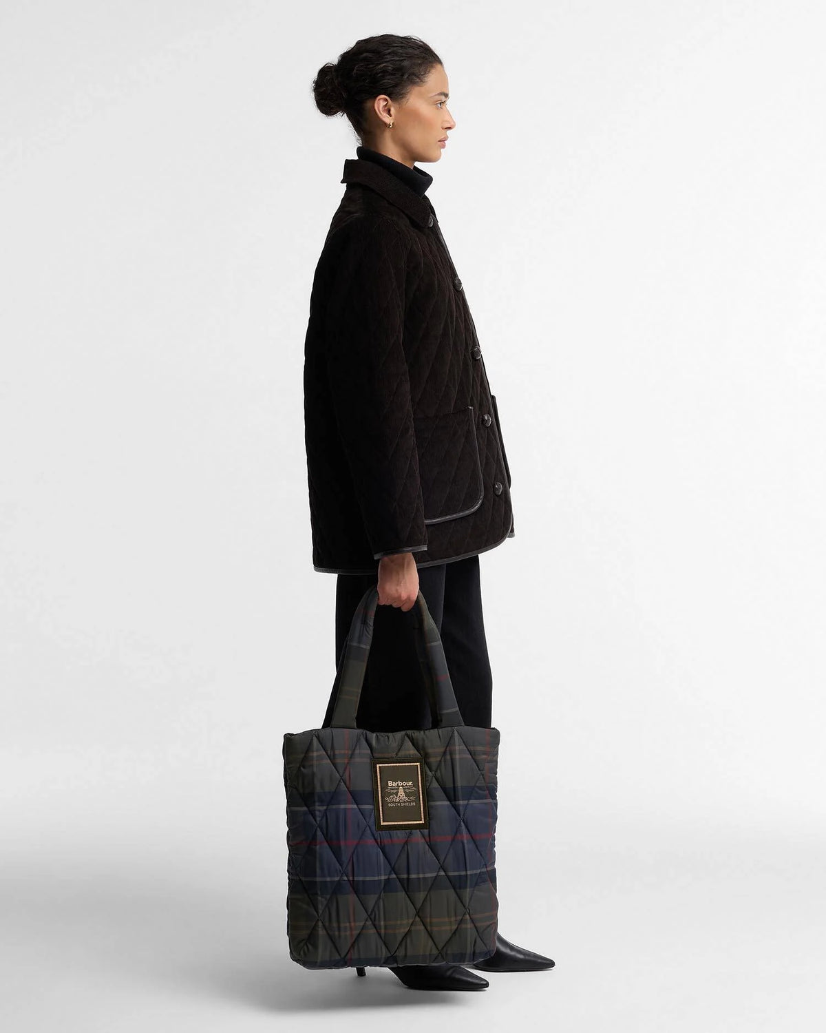 Borsa tote trapuntata Arlene in tartan