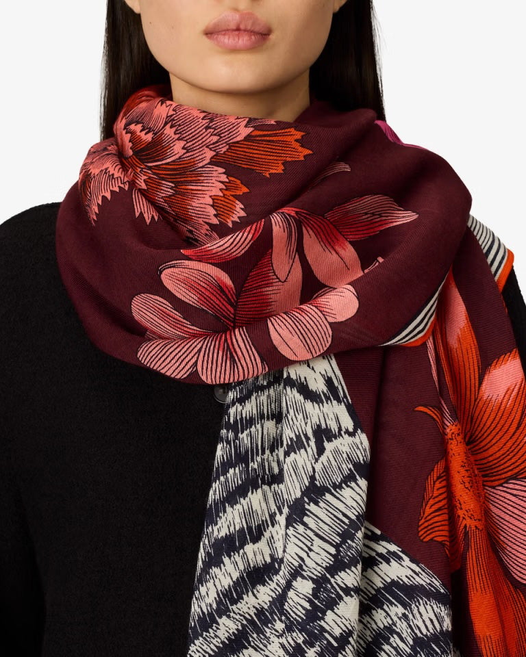 Foulard quadrato Carré 130 - Gustav - Bordeaux