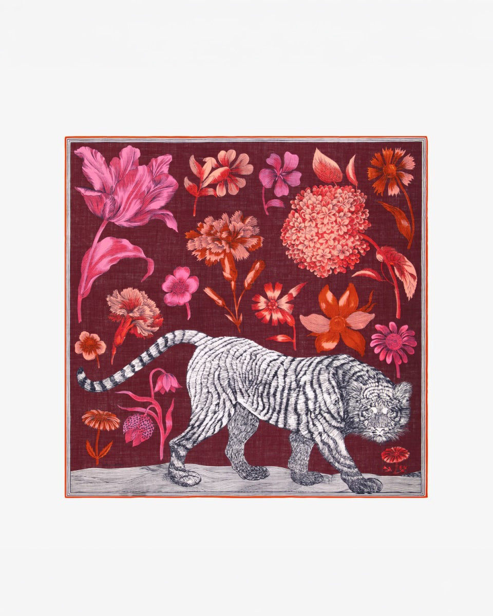 Foulard quadrato Carré 130 - Gustav - Bordeaux