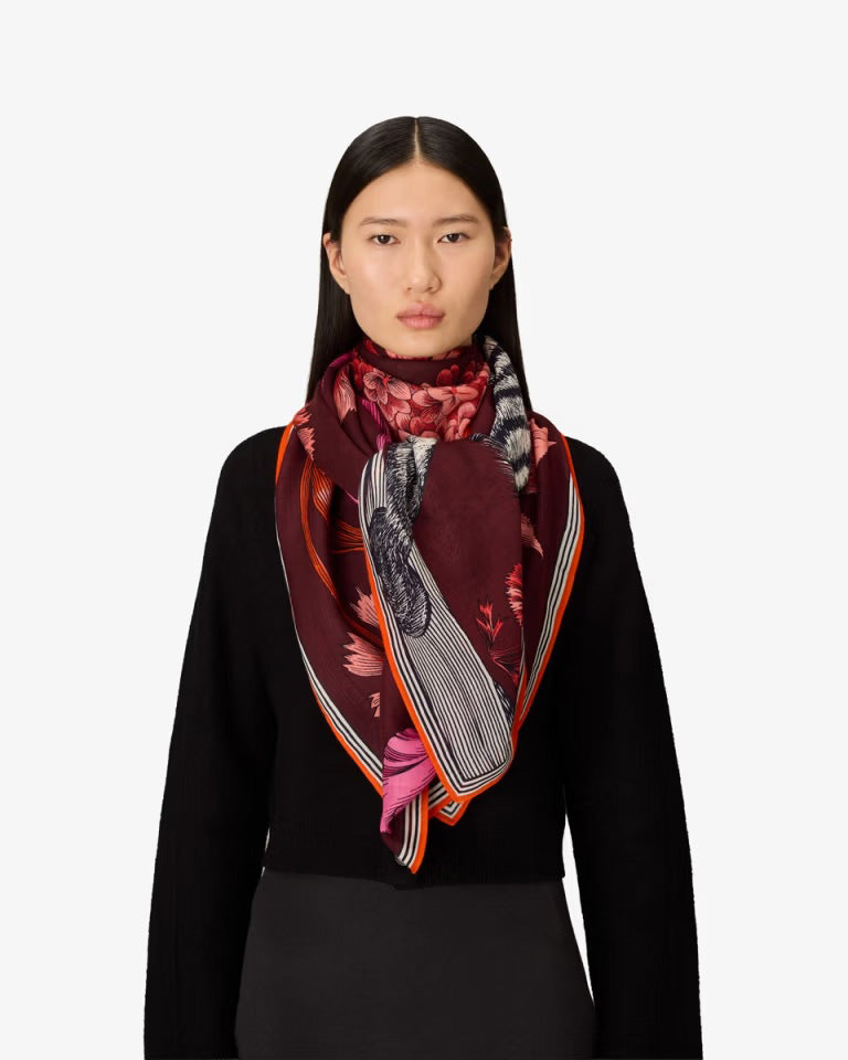Foulard quadrato Carré 130 - Gustav - Bordeaux