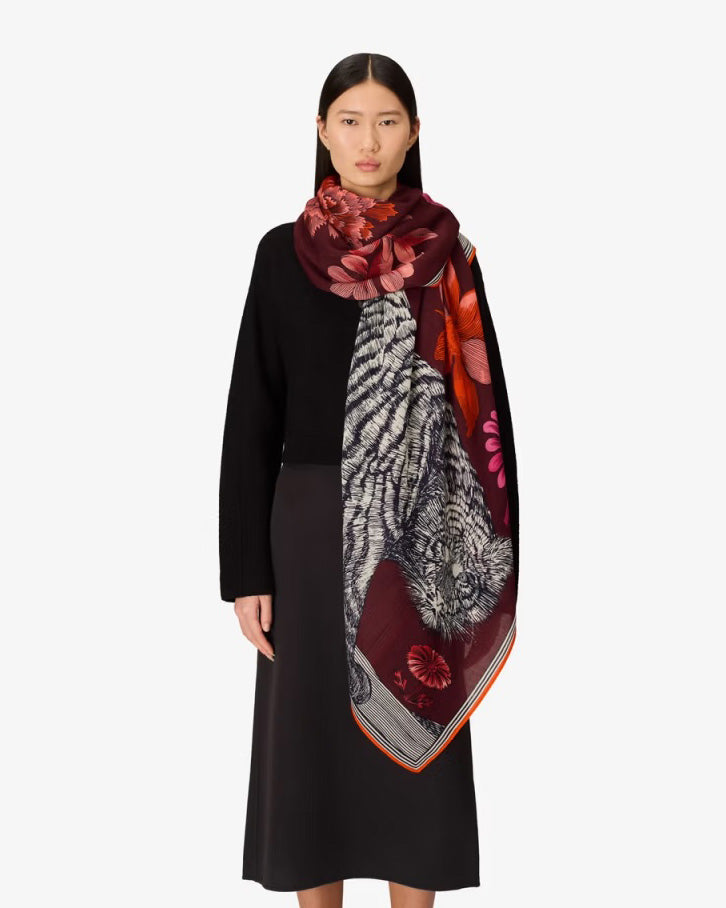 Foulard quadrato Carré 130 - Gustav - Bordeaux