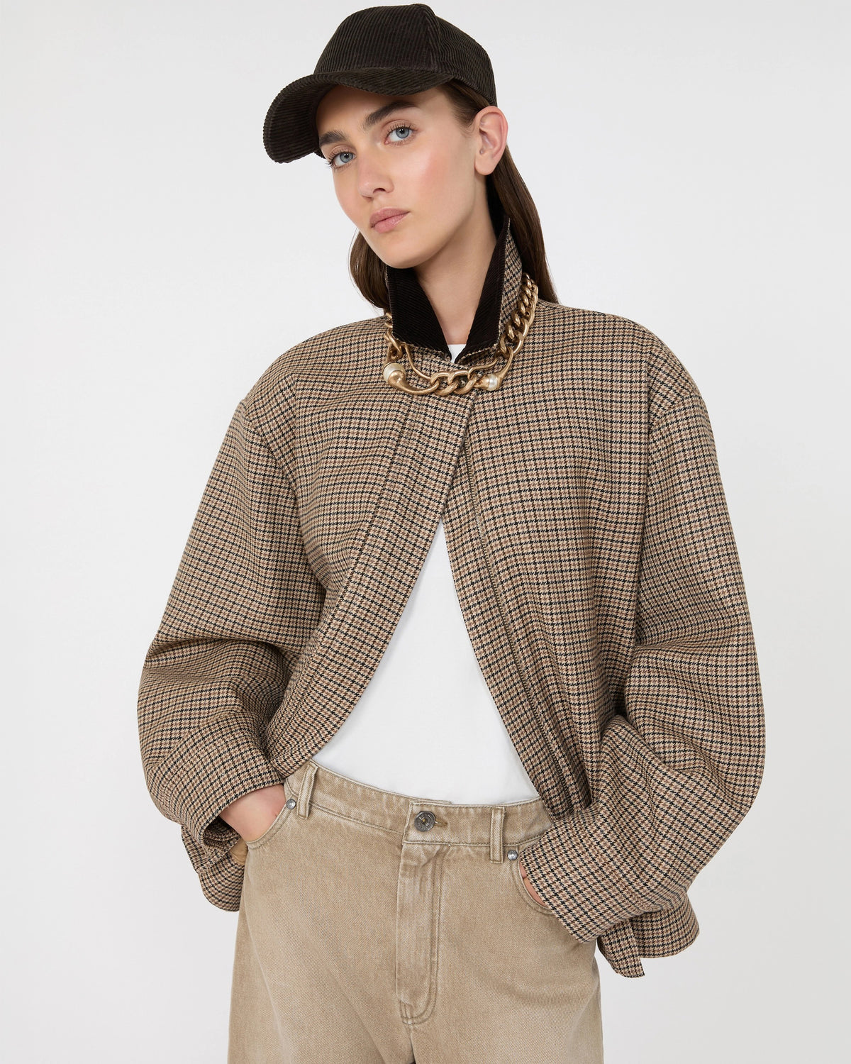 Giacca bomber in lana Pied de Poule