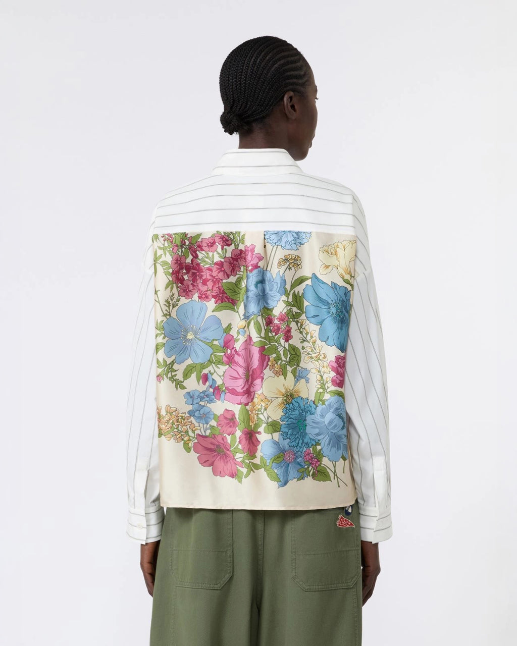 Camicia in cotone con schiena a contrasto