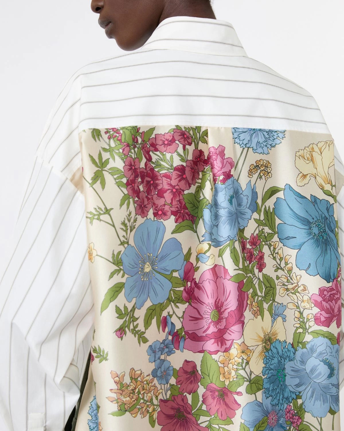 Camicia in cotone con schiena a contrasto