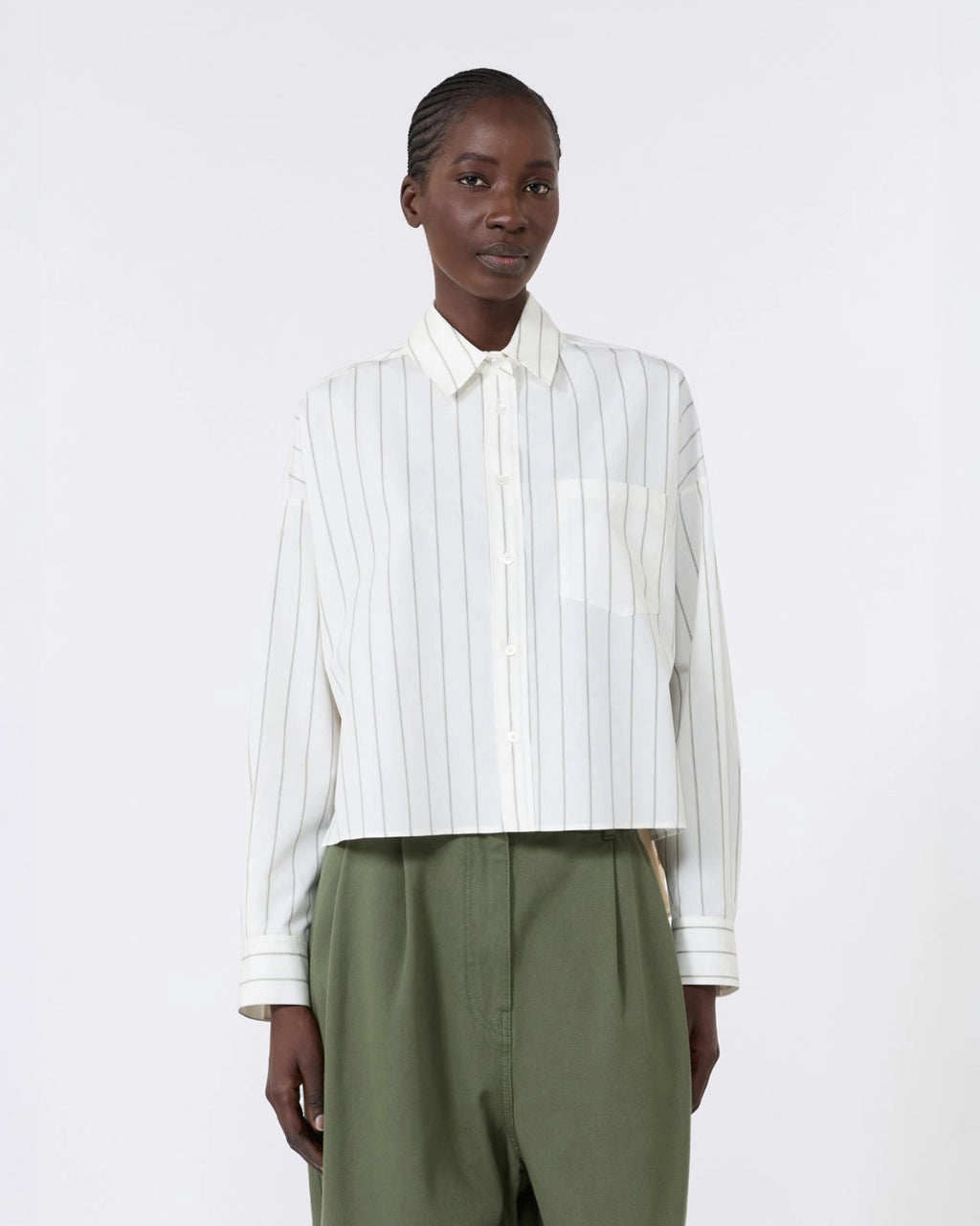 Camicia in cotone con schiena a contrasto