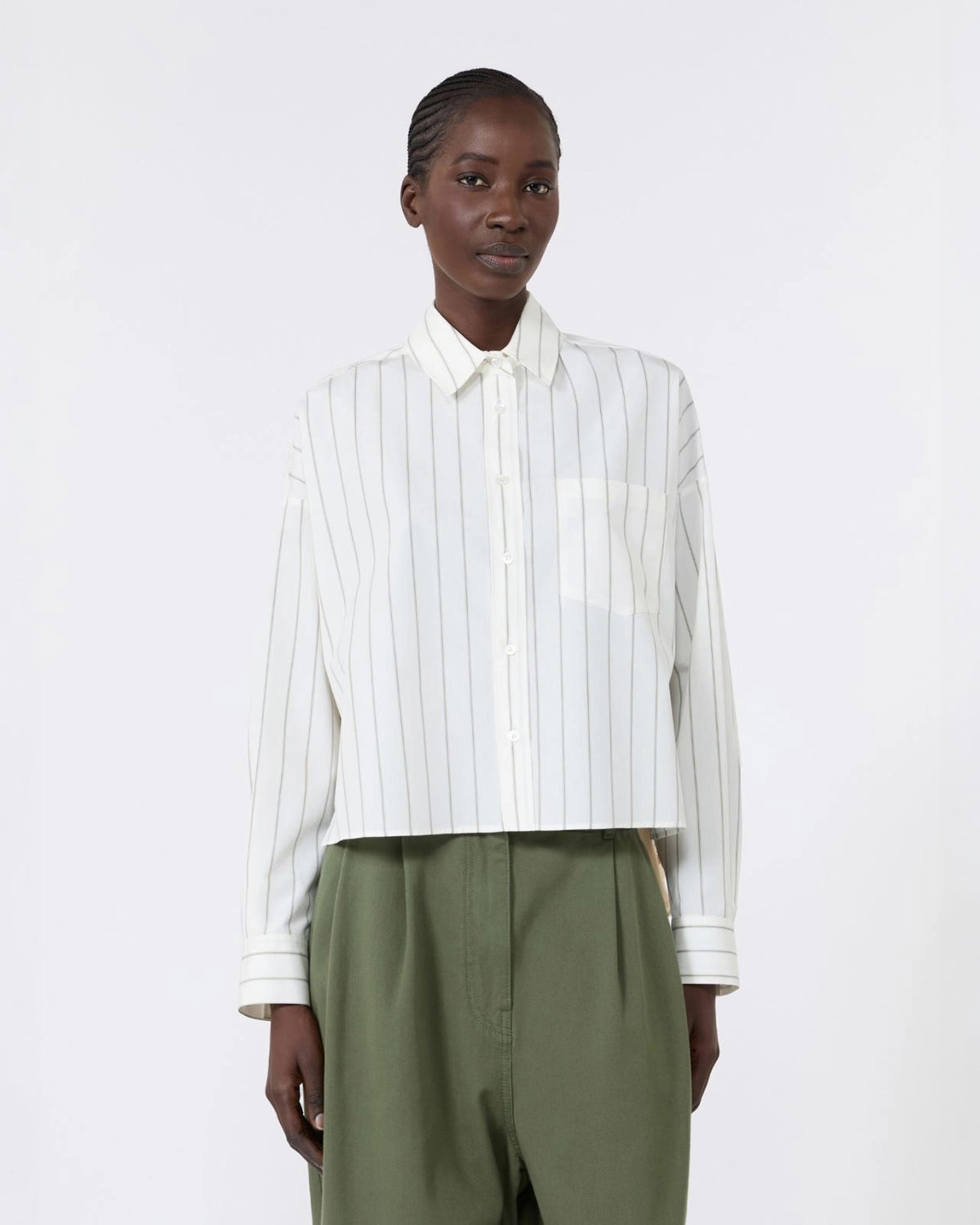 Camicia in cotone con schiena a contrasto