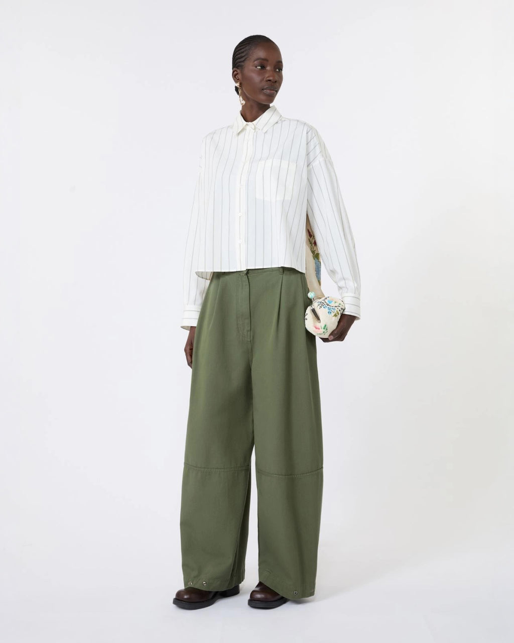 Camicia in cotone con schiena a contrasto