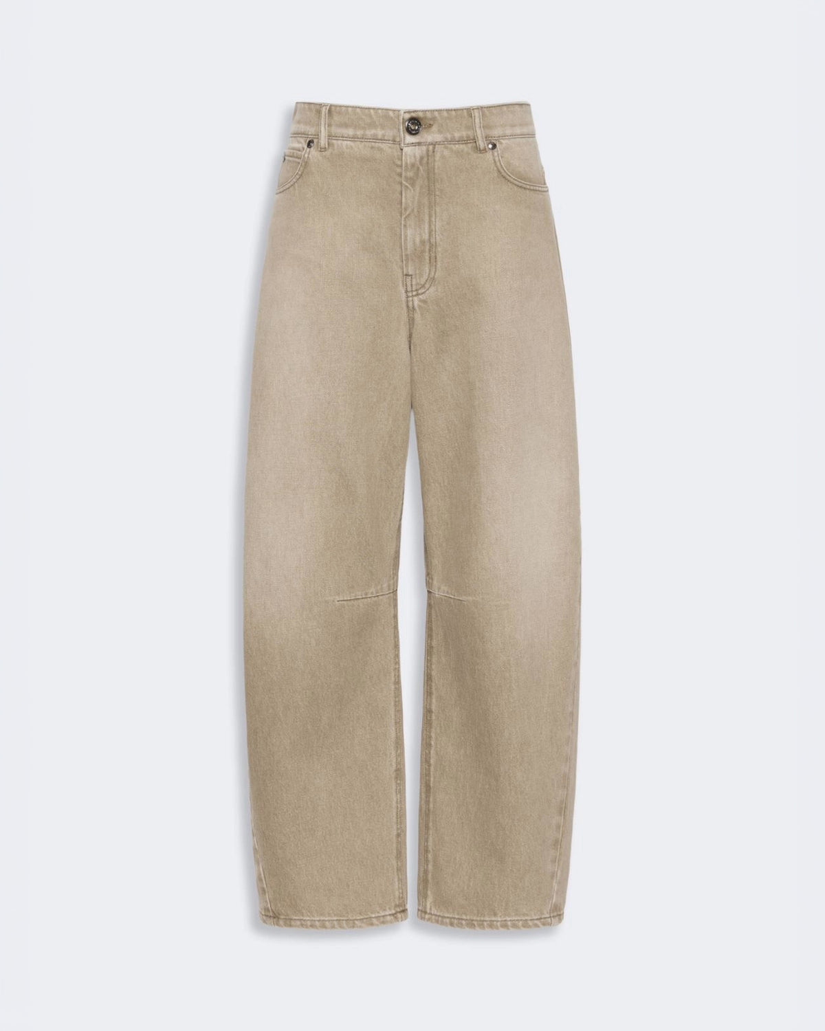 Jeans barrel leg in denim effetto used